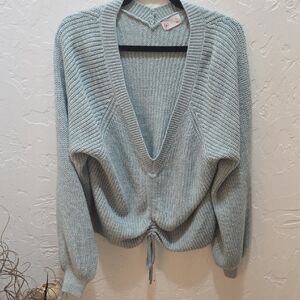 SO Women's V-Neck Sweater in Soft Grayish Green